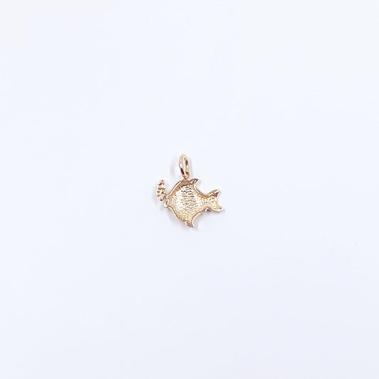 14k Two Tone Gold Fish Blowing Bubbles Charm