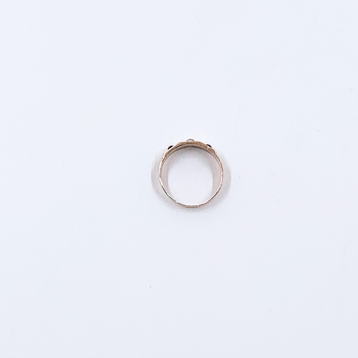 Victorian 10k Gold Baby Ring with Seed Pearl and Red Stones