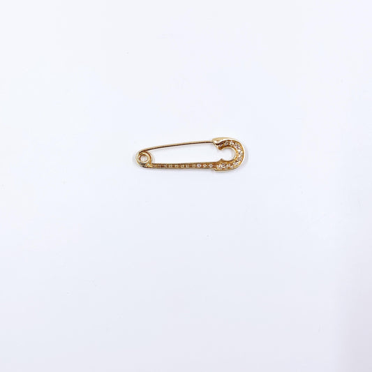 Vintage 14K Diamond Safety Pin Brooch