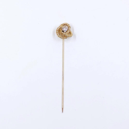 Vintage 14K Trinity Knot Diamond Stick Pin