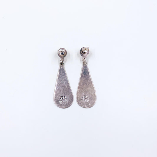 Vintage Mexican Silver Modernist Drop Earrings