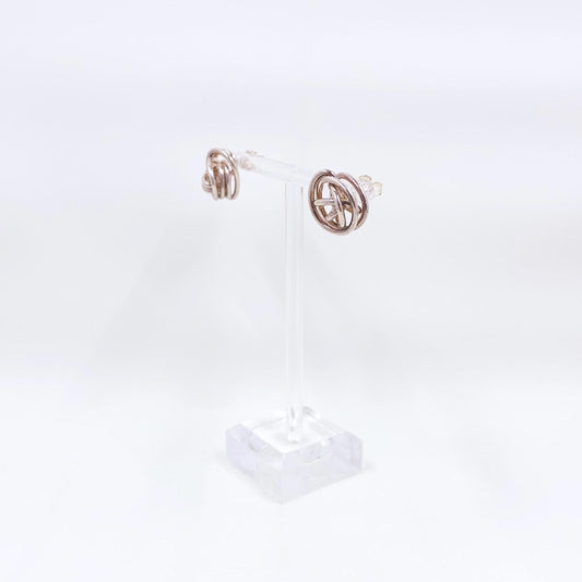 Silver Wire Swirl Knot Stud Earrings