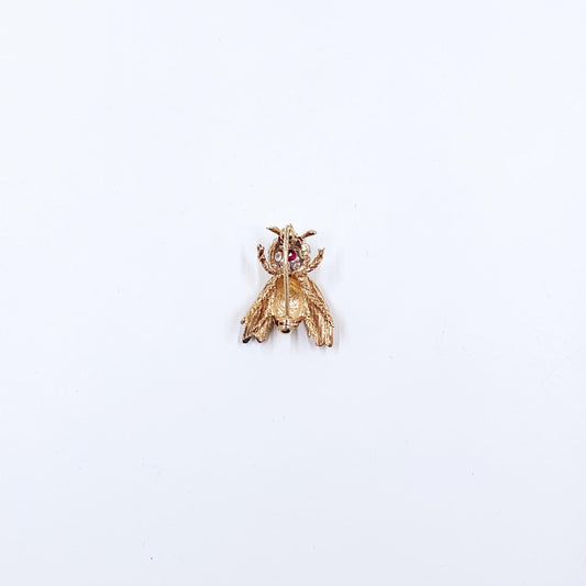 Vintage 14K Diamond and Ruby Bee Brooch