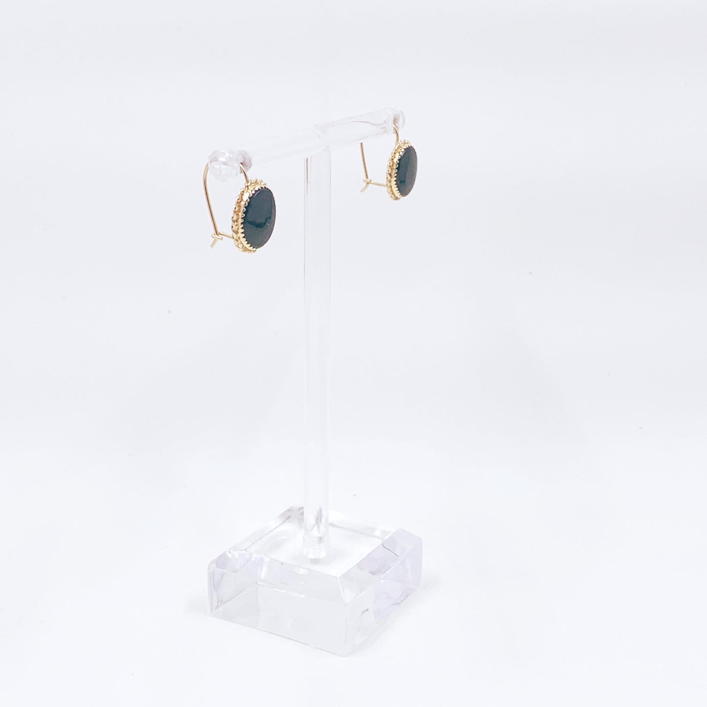 Estate 14K Gold Onyx Drop Earrings