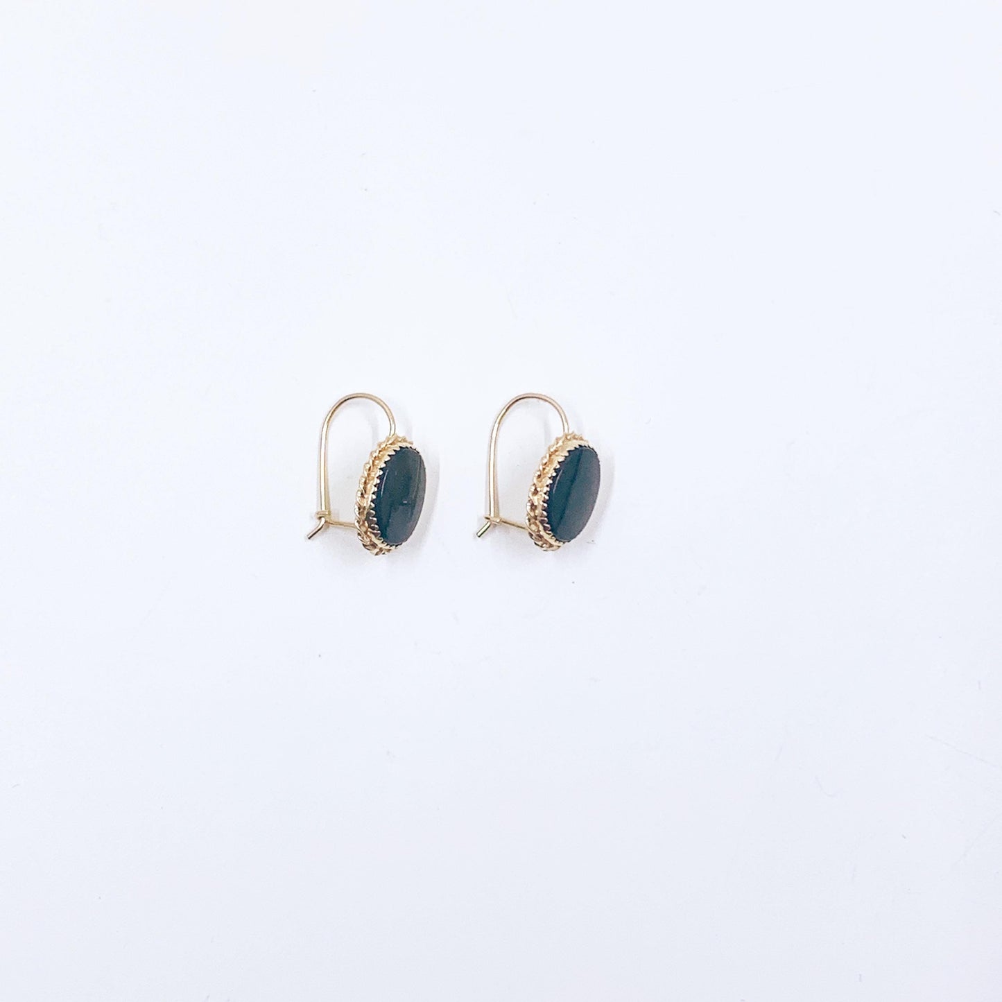Estate 14K Gold Onyx Drop Earrings