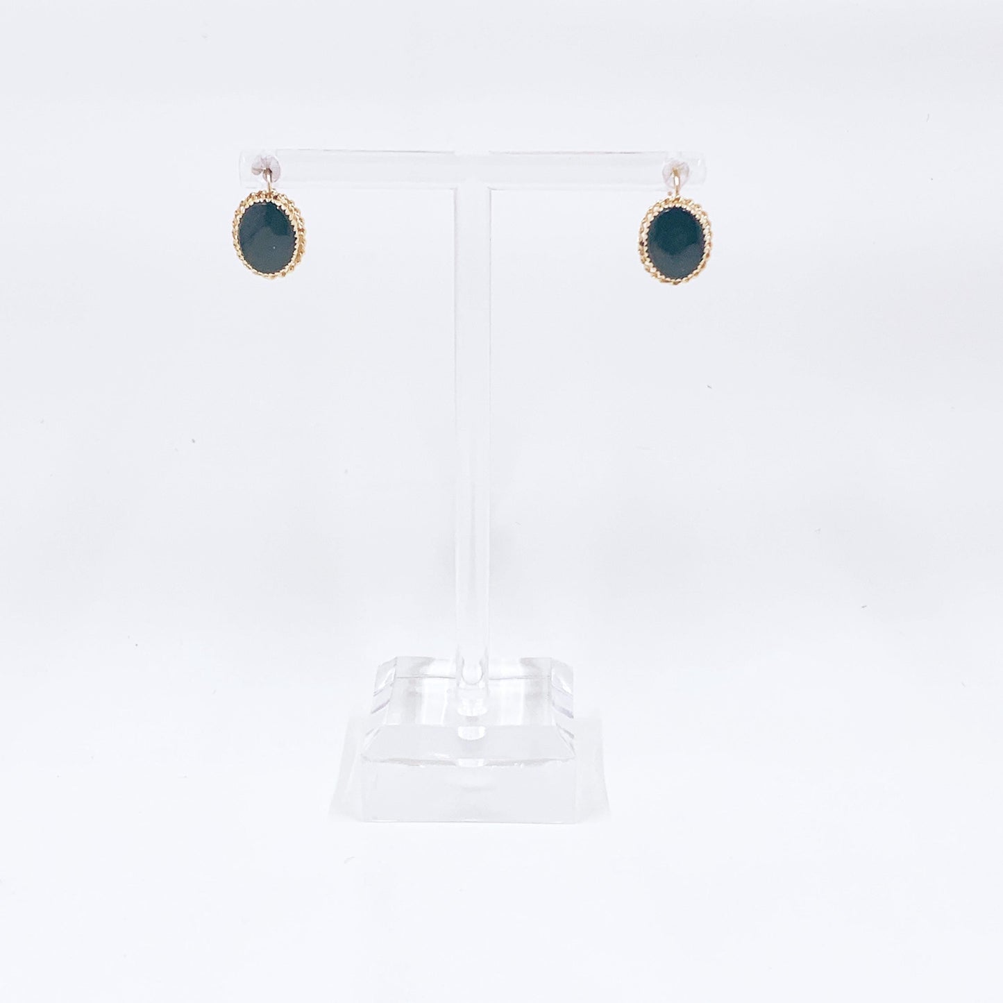 Estate 14K Gold Onyx Drop Earrings