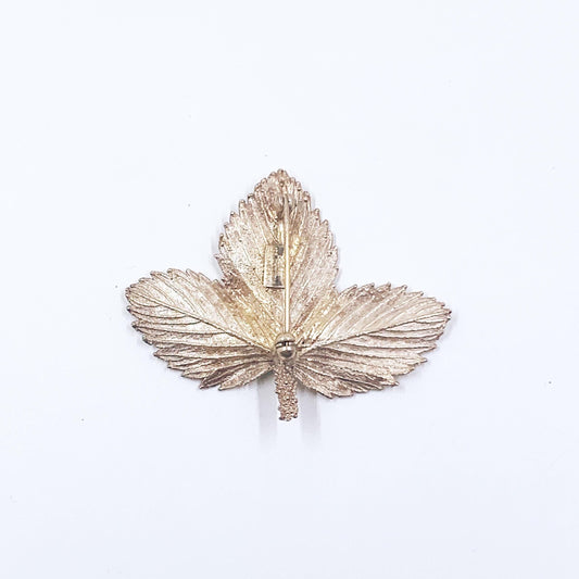 Vintage Flora Danica Modernist Silver Leaf Brooch