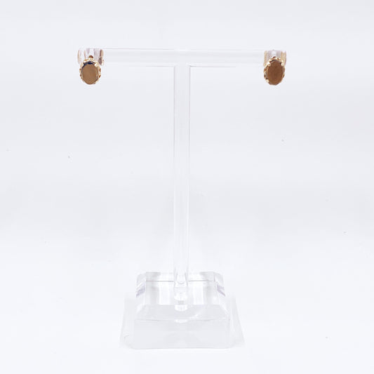 Estate 14K Gold Tiger's Eye Stud Earrings, 14K Small Studs