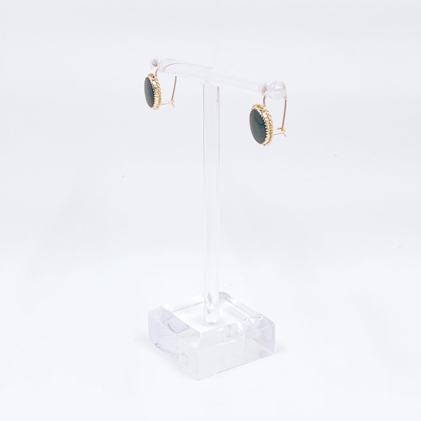 Estate 14K Gold Onyx Drop Earrings