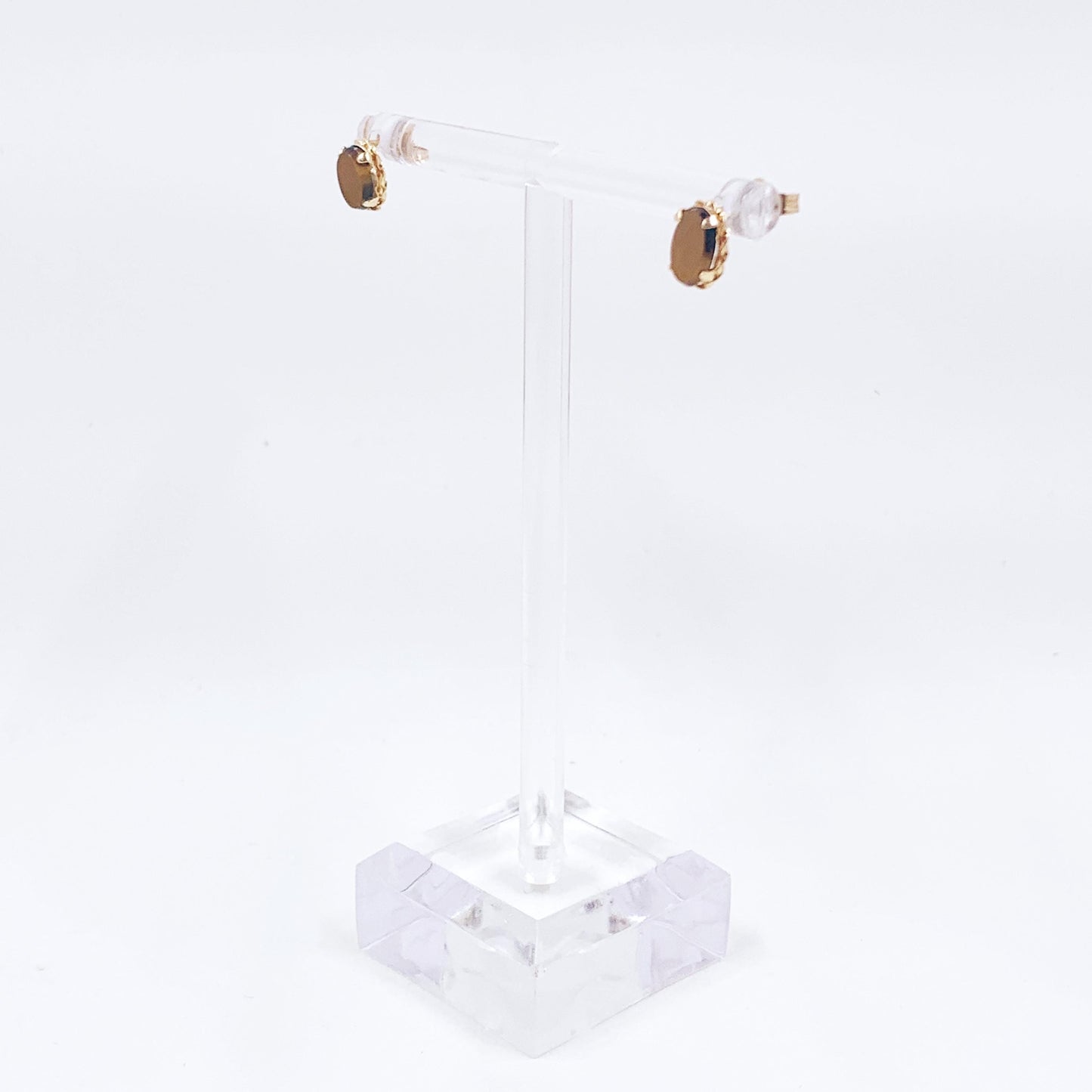 Estate 14K Gold Tiger's Eye Stud Earrings, 14K Small Studs