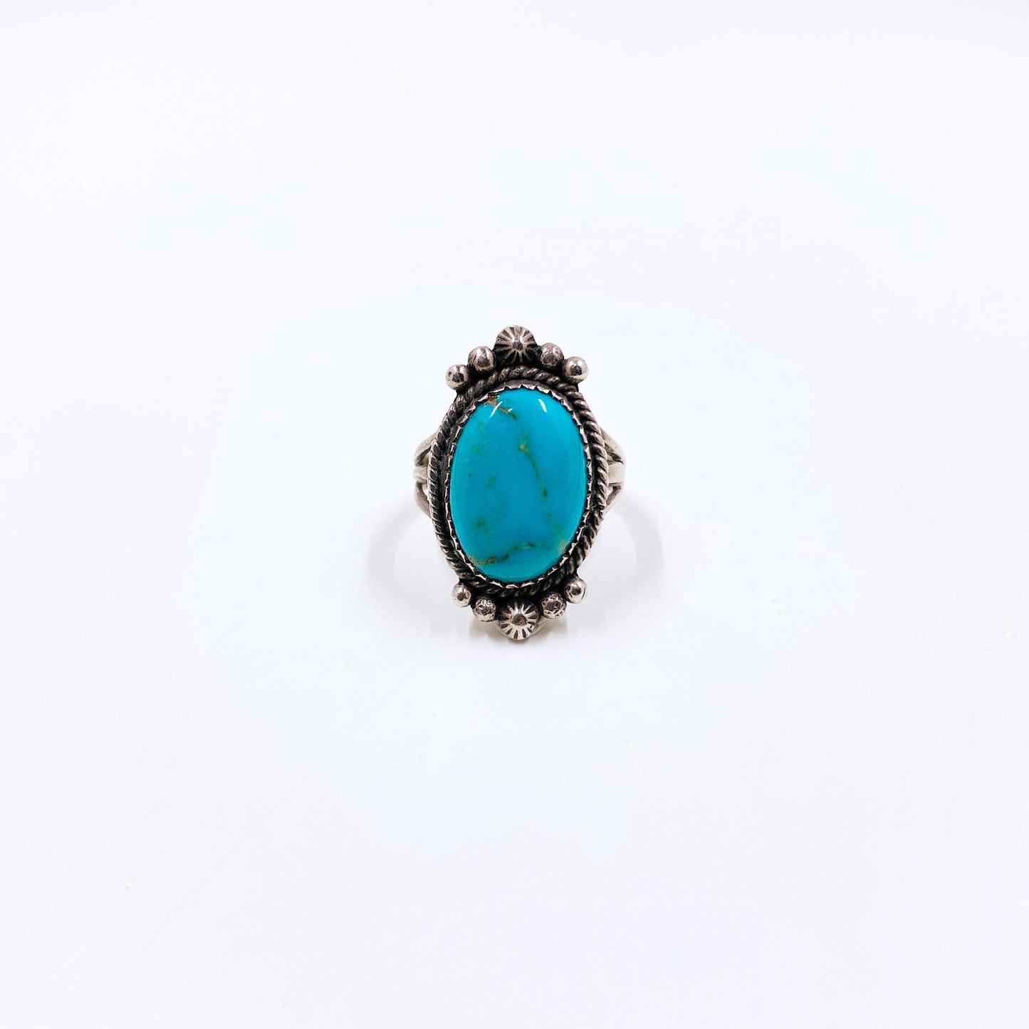Vintage Sterling Southwest Turquoise Ring, Size 7 3/4 Ring