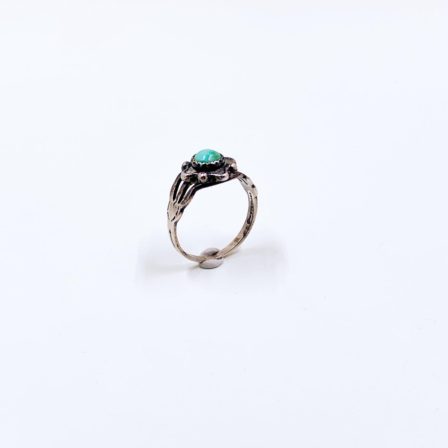 Vintage Sterling Southwest Starburst Turquoise Ring, Size 4 1/2 Ring