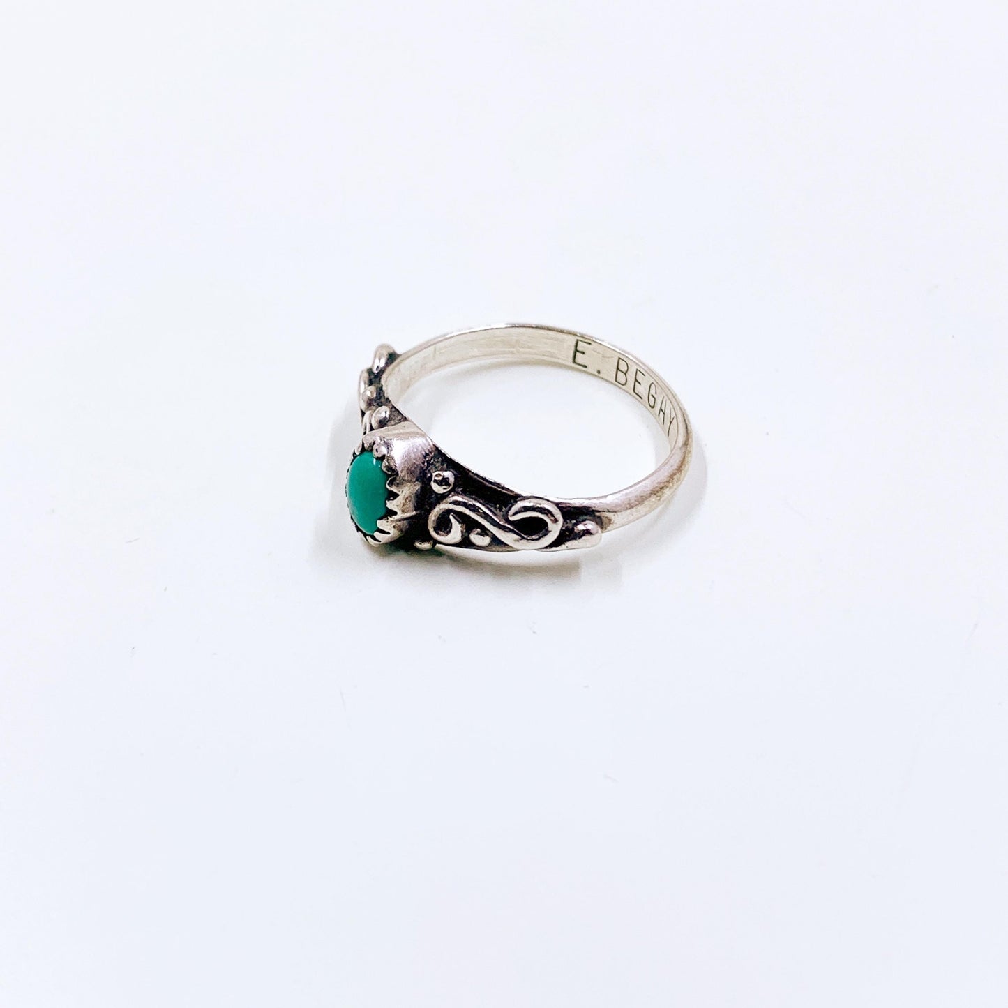 Vintage Sterling E. Begay Turquoise Ring, Size 6 3/4 Ring