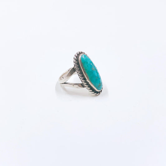 Vintage Navajo Sterling Tony Guerro Turquoise Ring, Size 6 3/4 Ring
