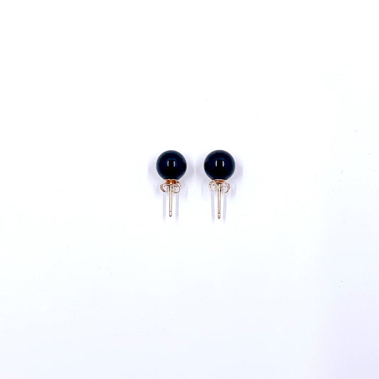 Estate 14K Gold Onyx Stud Earrings