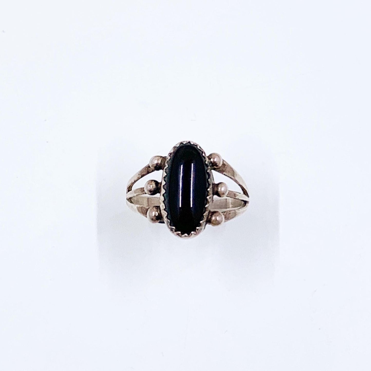 Vintage Sterling Southwest Onyx Ring, Size 6 3/4 Ring