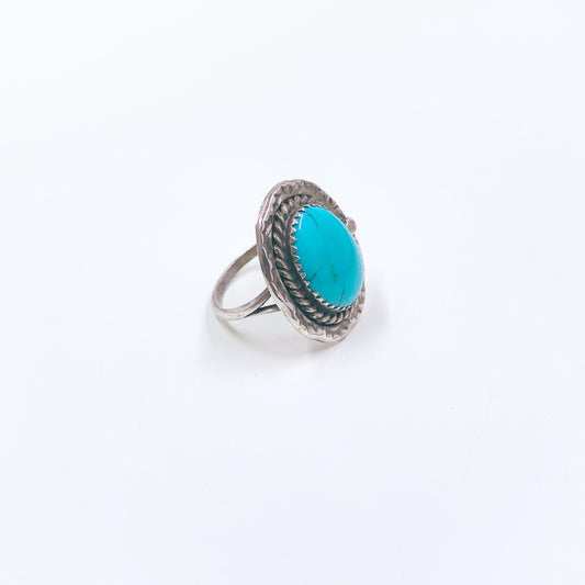 Vintage Sterling Southwest Turquoise Ring, Size 7.5 Ring