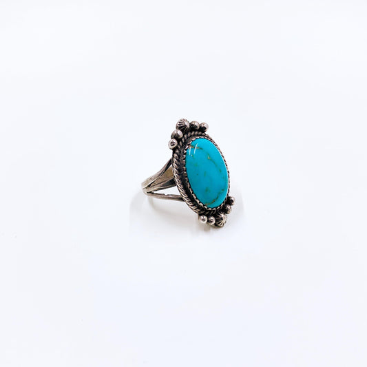 Vintage Sterling Southwest Turquoise Ring, Size 7 3/4 Ring