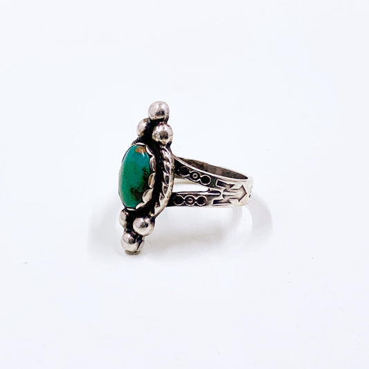 Vintage Sterling Southwest Turquoise Ring, Size 4 1/2 Ring