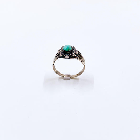 Vintage Sterling Southwest Starburst Turquoise Ring, Size 4 1/2 Ring