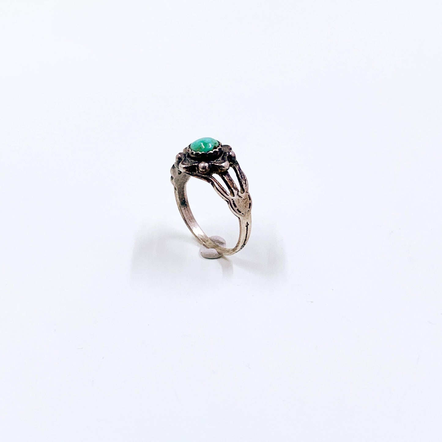 Vintage Sterling Southwest Starburst Turquoise Ring, Size 4 1/2 Ring