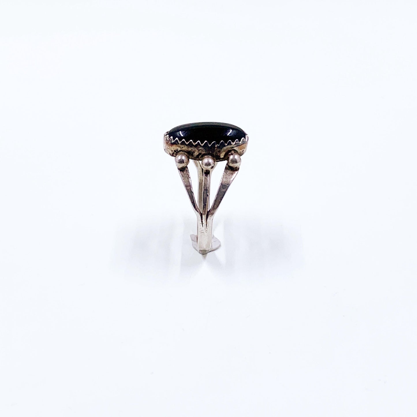 Vintage Sterling Southwest Onyx Ring, Size 6 3/4 Ring