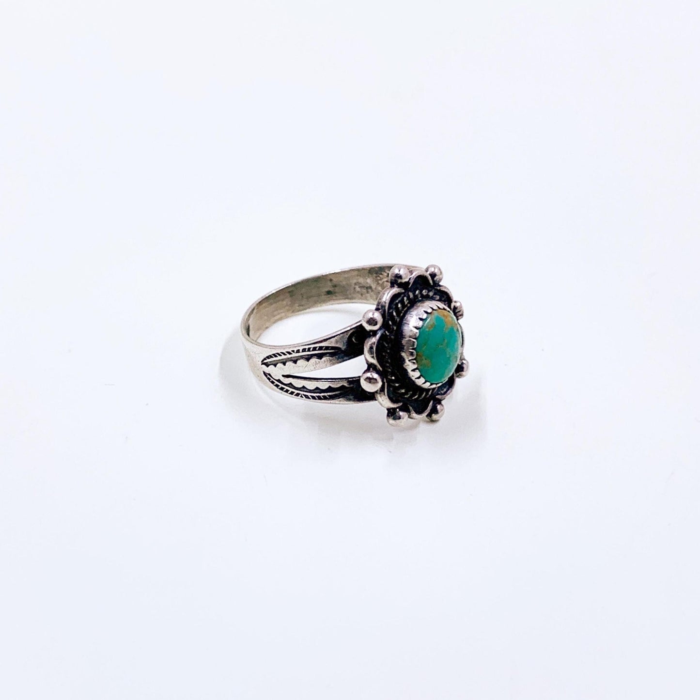 Vintage Sterling Bell Trading Post Turquoise Ring, Size 5 1/2 Ring