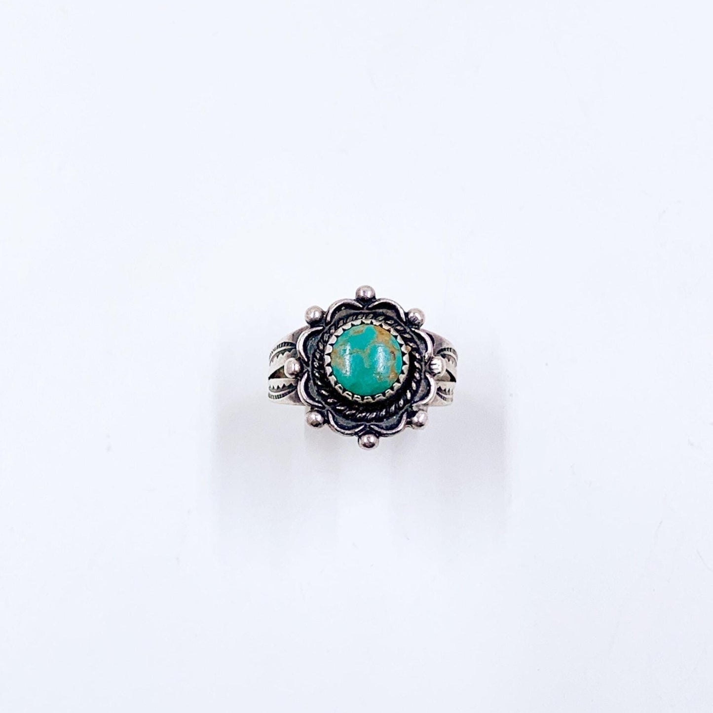 Vintage Sterling Bell Trading Post Turquoise Ring, Size 5 1/2 Ring