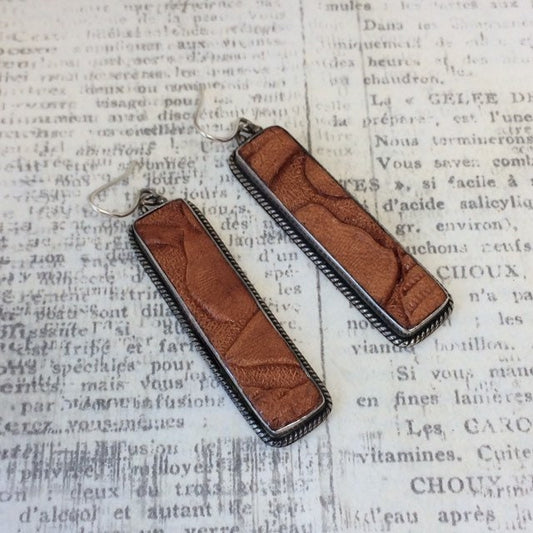 Silver Tooled Leather Earrings | Tooled Leather Jewelry | Southwest Earrings