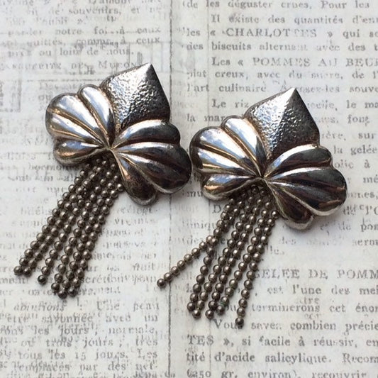 Vintage Silver Fringe Earrings | Italian Silver | Dangle Earrings