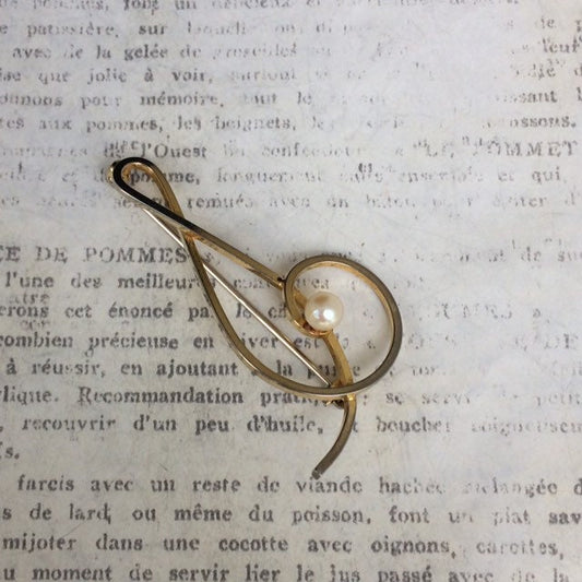 Vintage Treble Clef Brooch | Gold Filled | Music Note Jewelry