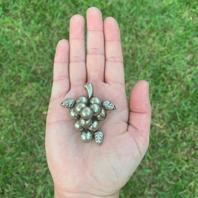 Vintage Silver Grape Cluster Brooch