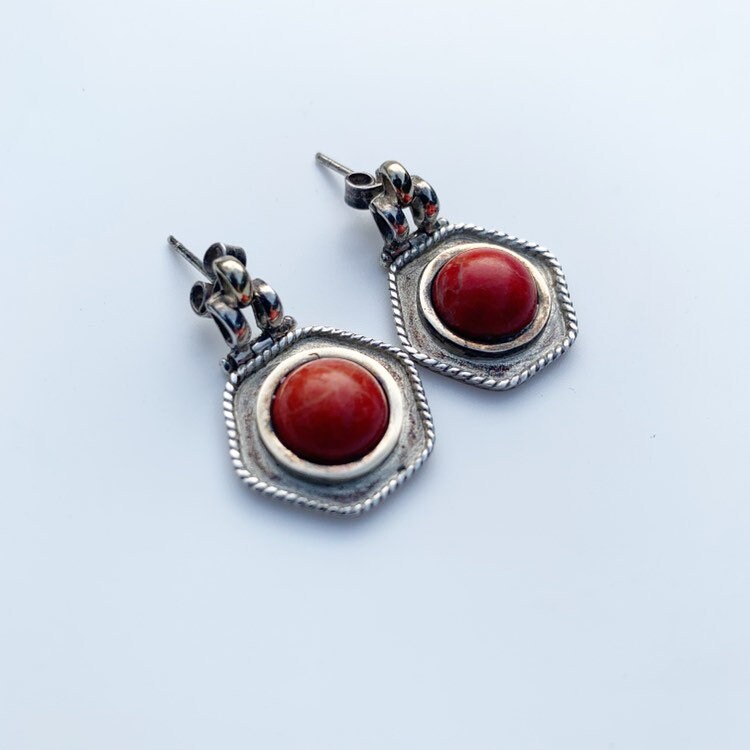 Silver Jasper Hexagon Earrings