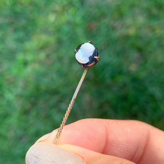 Antique Hardstone Cameo Stick Pin | Gold Filled Stick Pin | Female Profile