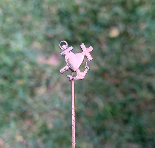 Victorian Faith, Hope, Love Stick Pin | Gold Filled Stick Pin