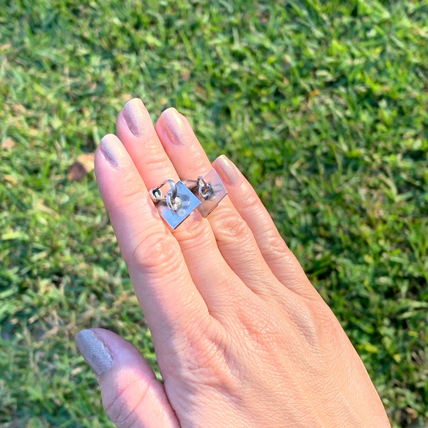 Vintage Modernist Silver Cufflinks
