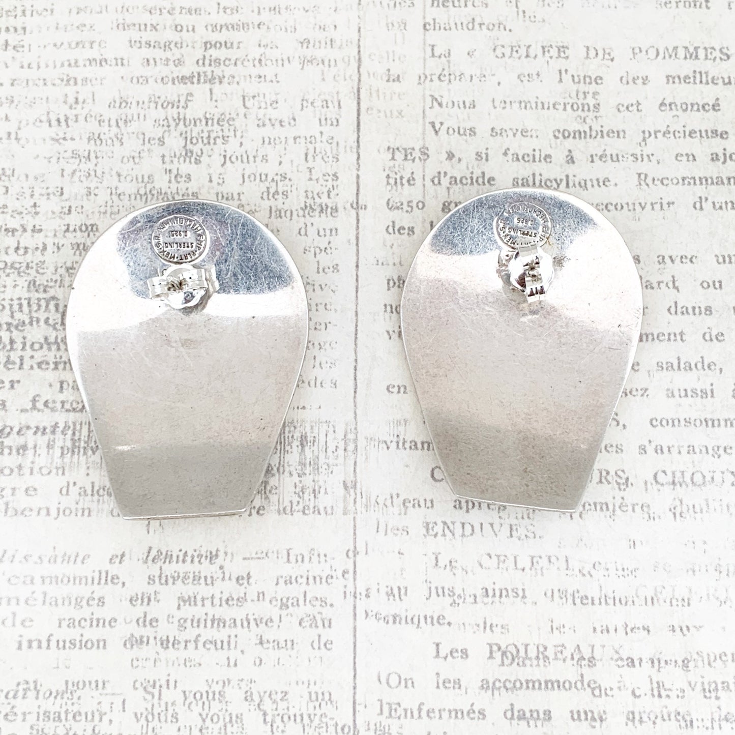 Vintage Mexican Silver Modernist Earrings | Modernist Repousse Earrings | Large Earrings