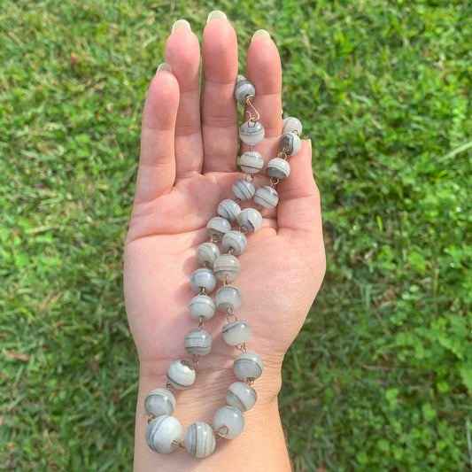 Vintage Grey Banded Agate Necklace