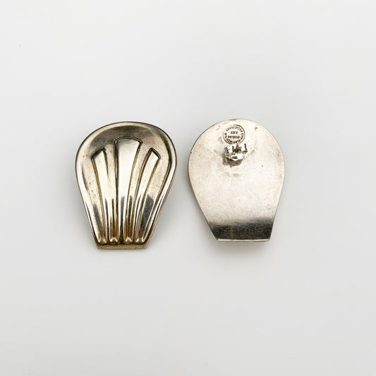 Vintage Mexican Silver Modernist Earrings | Modernist Repousse Earrings | Large Earrings