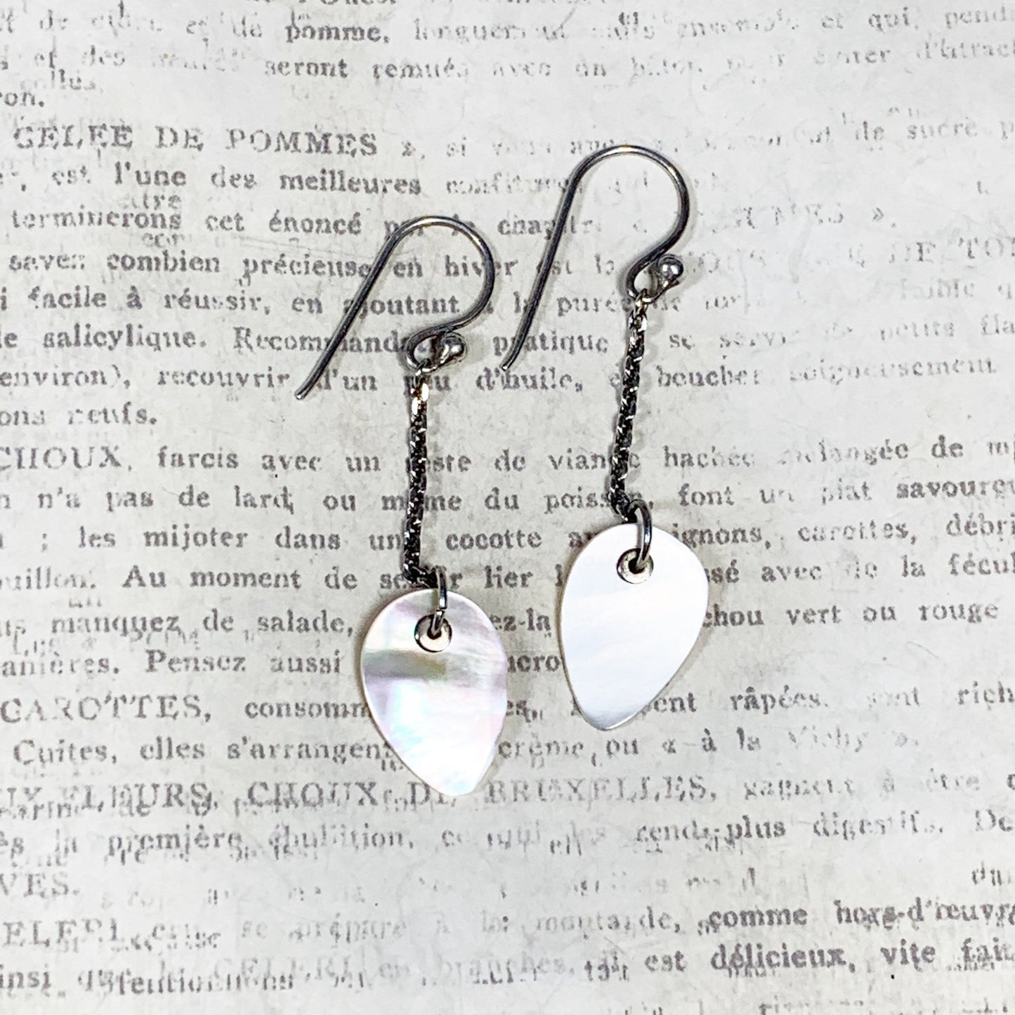 Vintage Silver Mother of Pearl Drop Earrings | Silver MOP Earrings