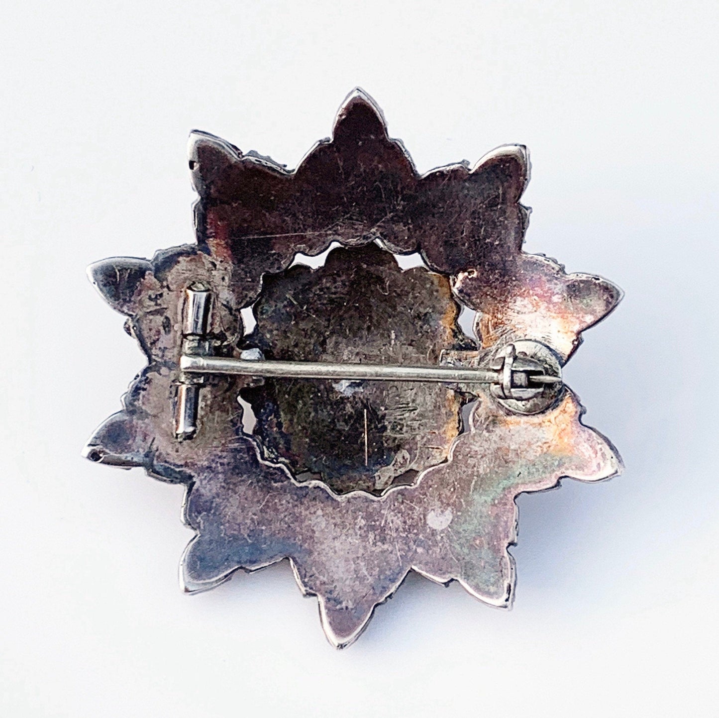 Victorian Garnet Cluster Brooch | Rose Cut Flower Garnet Brooch
