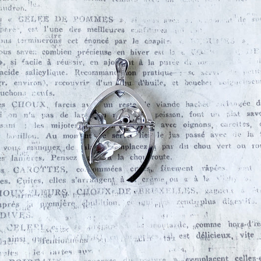 Vintage Wishbone and Rose Brooch | Bond Boyd Flower Brooch | Sterling Silver Rose Brooch