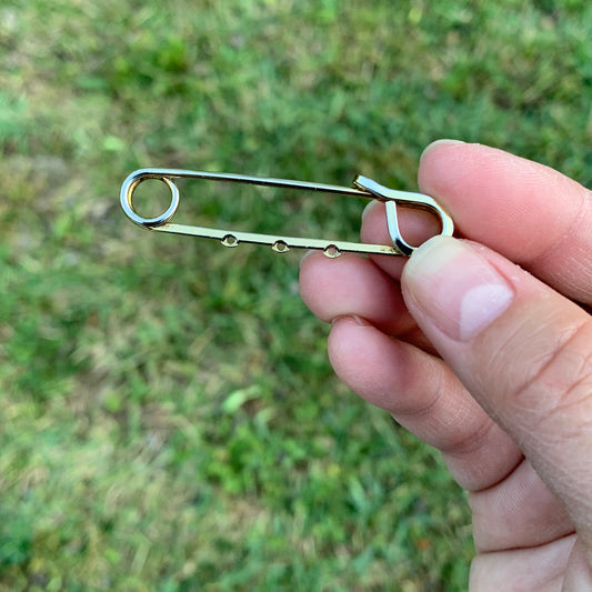 Vintage Safety Pin Charm Holder | Gold Tone Safety Pin Brooch