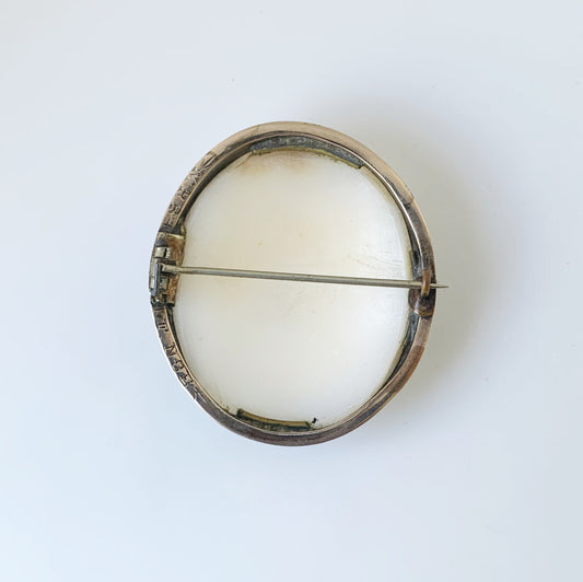 Antique Gold Cameo Brooch | Dove and Thistle | Shell Cameo Brooch