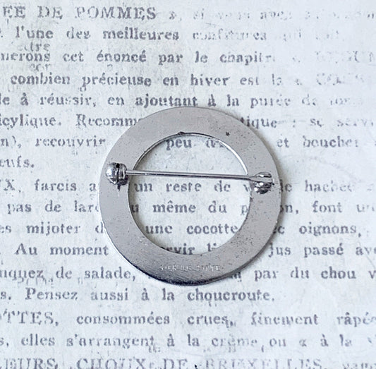 Vintage Silver Circle Flower Enamel Brooch