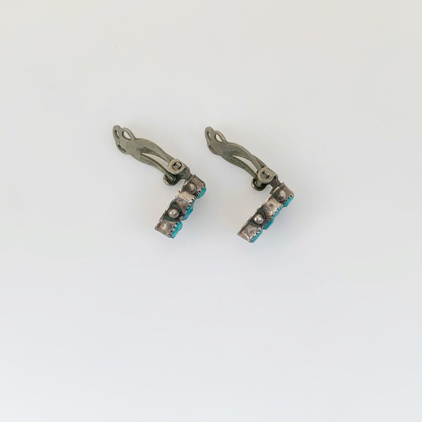 Vintage Turquoise Cluster Earrings | Snake Eye Cluster Earrings | Turquoise Clip On Earrings