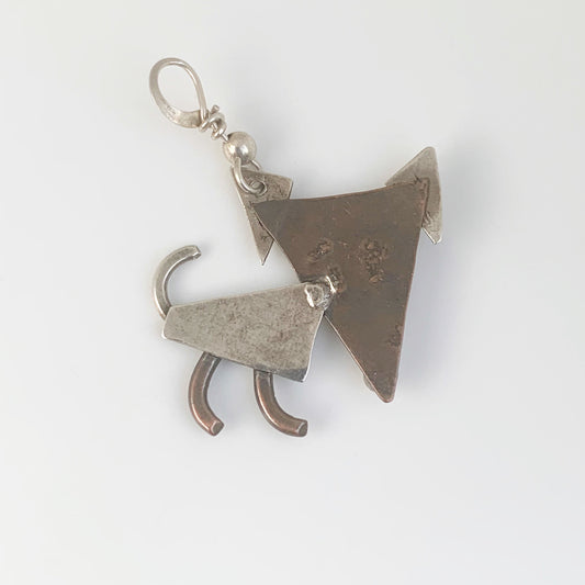 Handmade Silver and Copper Dog Charm | Whimsical Dog Charm Pendant | Mixed Metal Charm