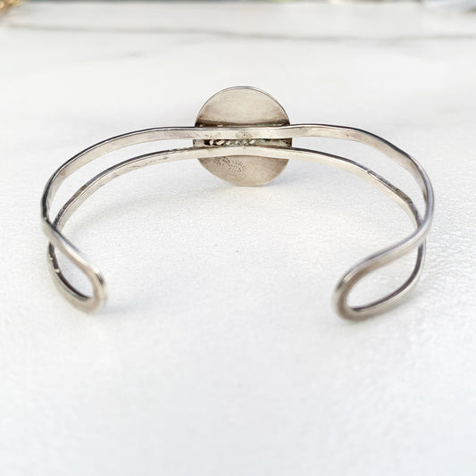 Vintage Silver Stone Cuff Bracelet | Green Stone Cuff