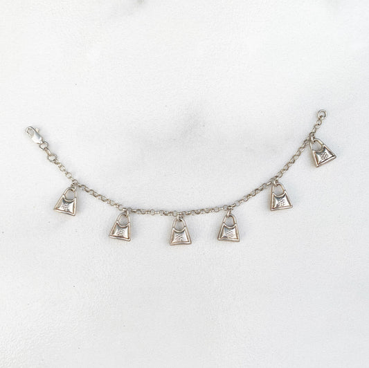 Vintage Silver Purse Charm Bracelet | Silver Purse Charms | Silver Handbag Charm Bracelet