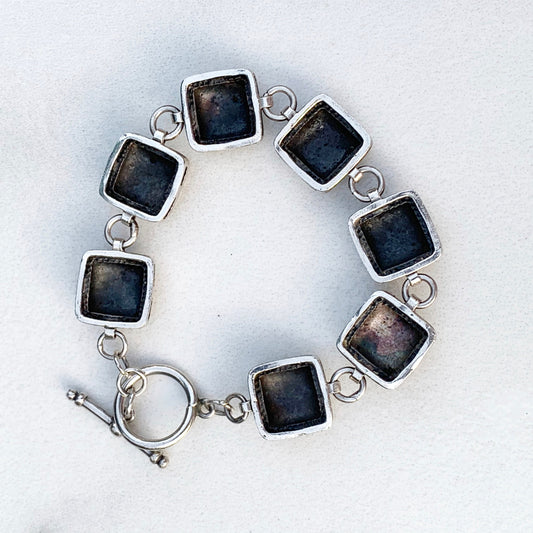 Vintage Silver Modernist Bracelet | Domed Link Bracelet